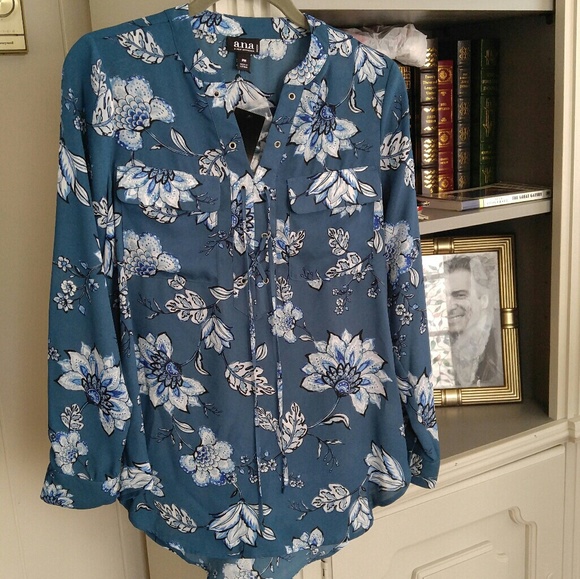 a.n.a Tops - Sale!!🏖Tropical Grommet Tie Blouse by A.N.A.